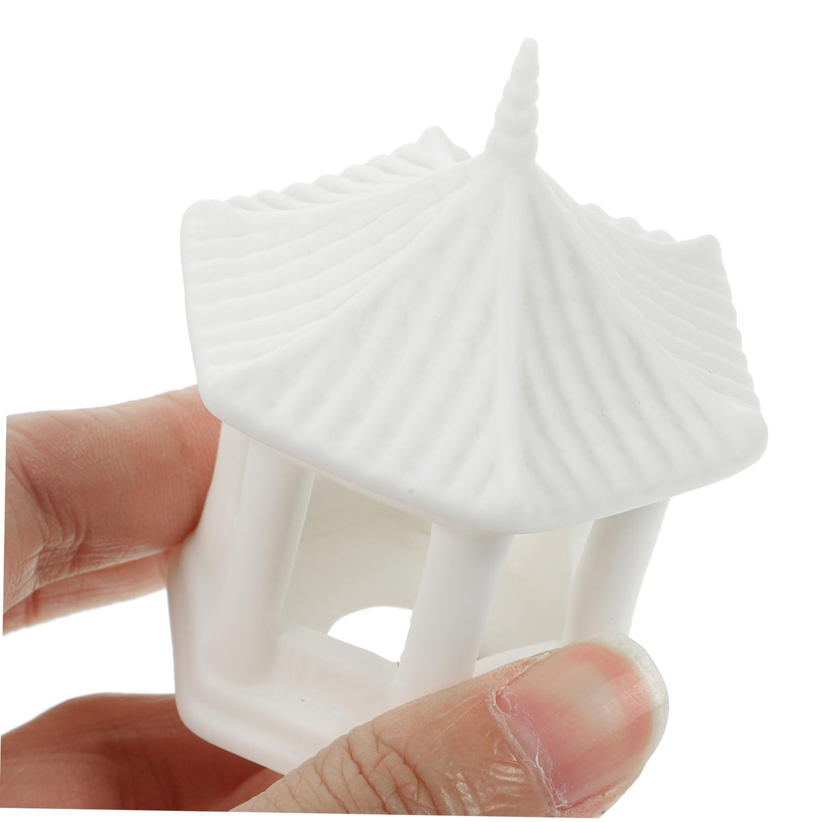 Hexagonal Pavilion Ornament 2.79X2.44X2.16In Miniature Ceramic Pavilion Statue for Fish Tank Decor Aquarium Decoration Zen Garden Accessories and Desktop Ornament