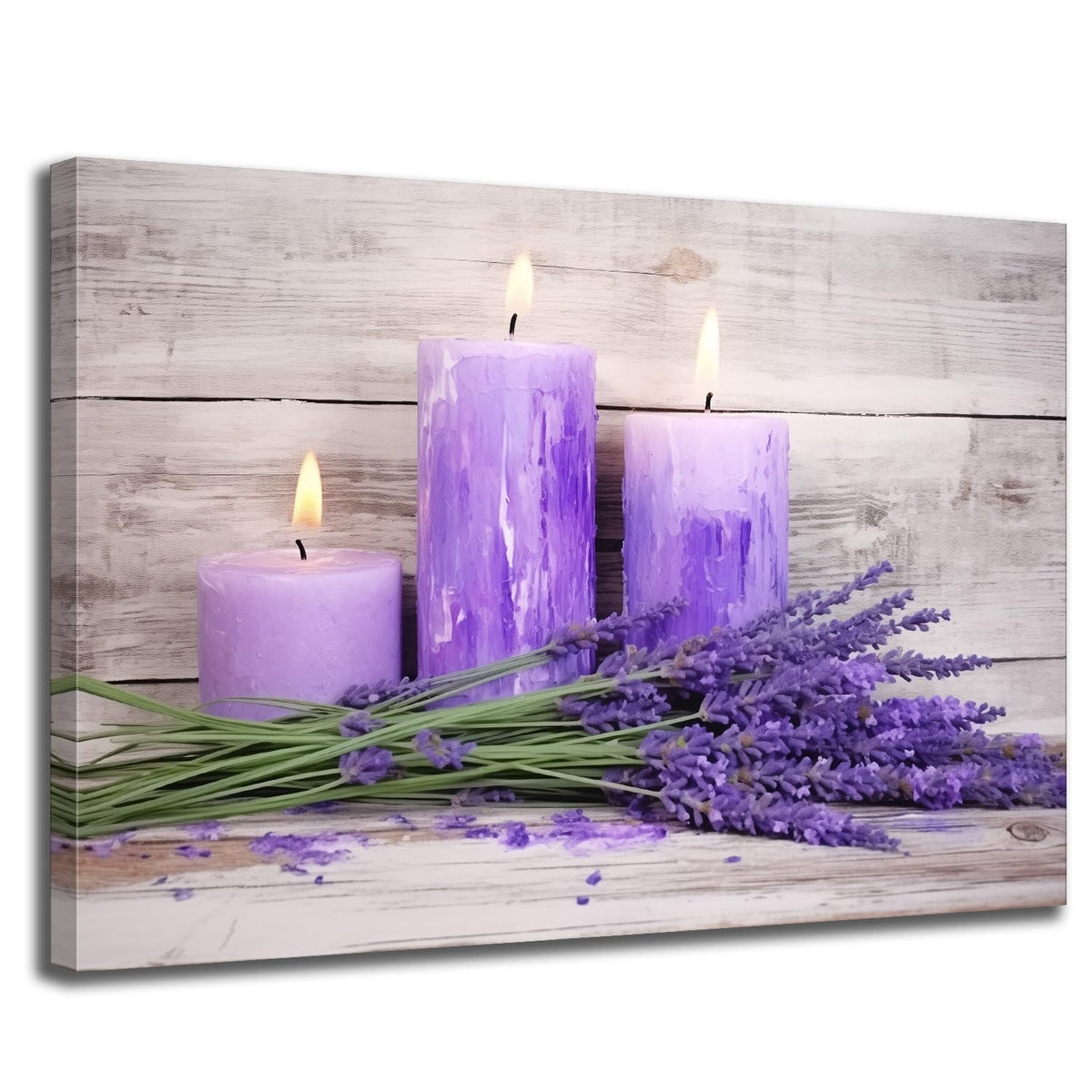 Purple Lavender Spa Bathroom Decor Purple Candles Lavender Flowers Pictures Wall Decor Zen Meditation Artwork for Living Room Bedroom Spa Room Decor (Artwork 01 / 18"L x 12"W)