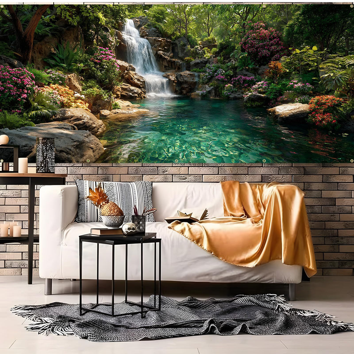 Garage Door Banner Cover 6x13 ft (Rainforest Waterfall)