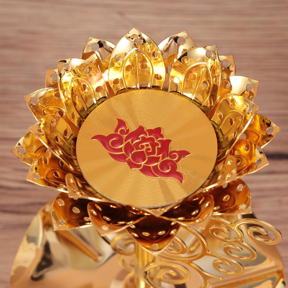 Lotus Candle Holder Set Golden Alloy 4.5 X 3 X 3 in 3 Pack (Goldenx3pcs / 11.5x7.5cmx3pcs)