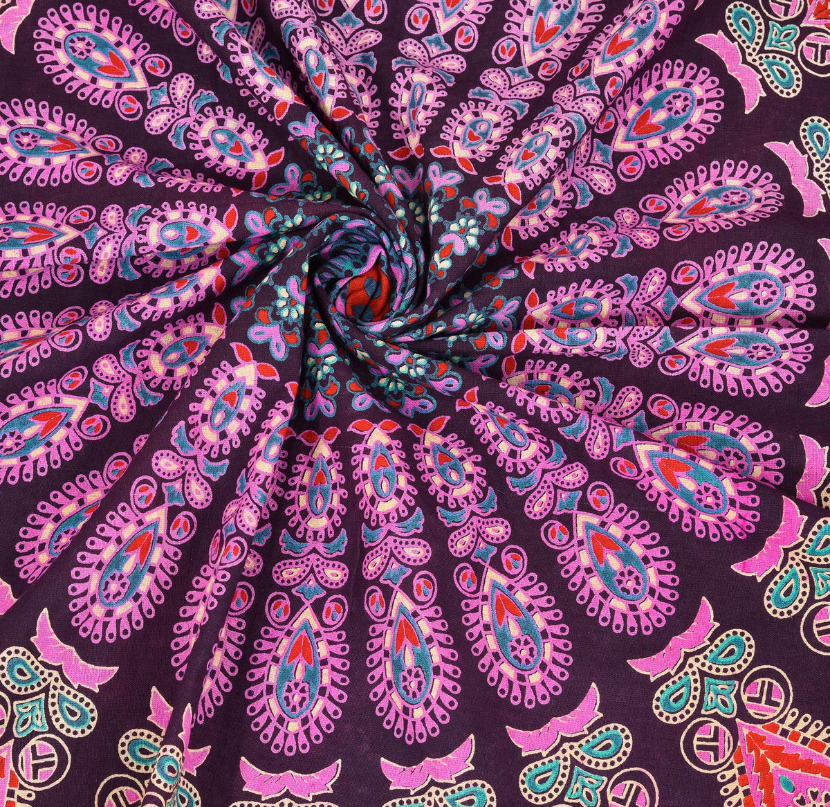 Indian hippie Bohemian Psychedelic Mandala Wall Hanging Peacock Tapestry (Pink Purple / 40"L x 30"W)