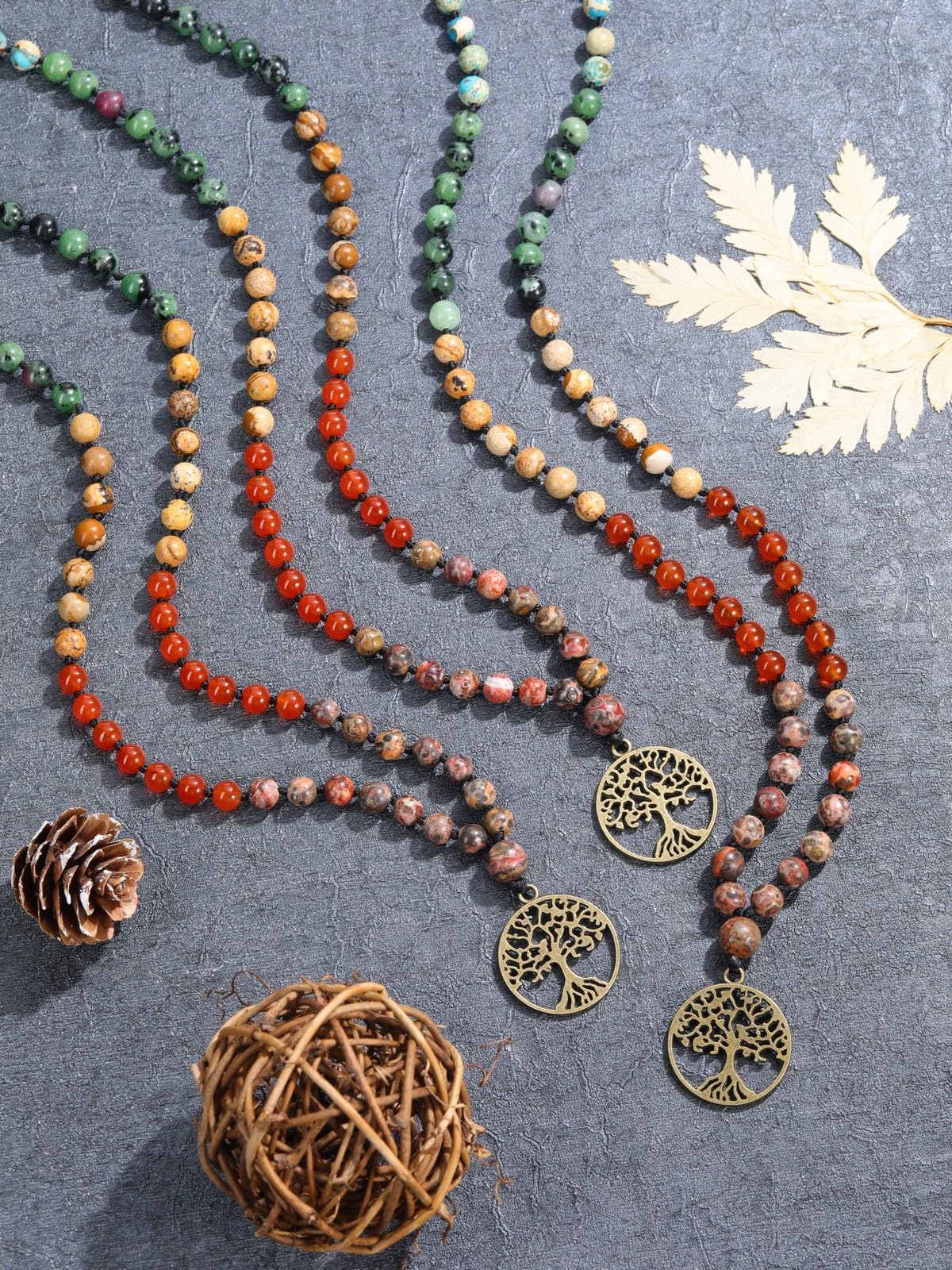 7 Chakra 108 Mala Beads Necklace with Life Tree Charm Natural 6mm Gemstones Prayer Beads Bracelet Mens Women Jewelry for Yoga Meditation (7 Chakra-Life Tree)