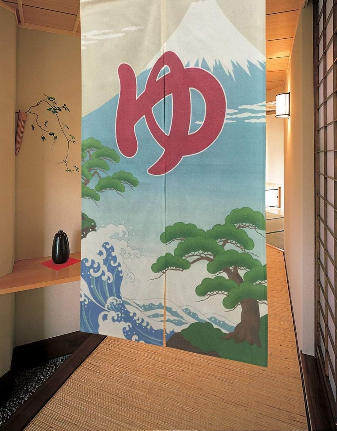 Noren Japanese Doorway Curtain Asian Bath Onsen Sento Furo Tapestry Decorations Room Divider Privacy Anime Curtains Oriental Traditional (Yu Mount Fuji / 33.5"W x 59"L (Pack of 1))