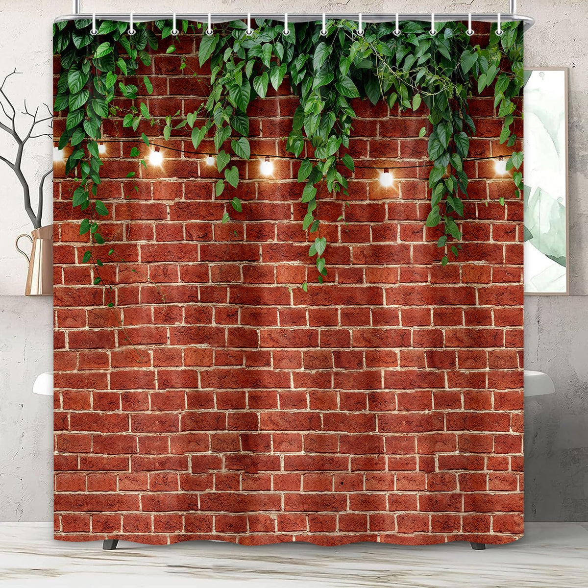Stone Brick Wall Shower Curtain (Red / 72"W x 84"L (Pack of 1))