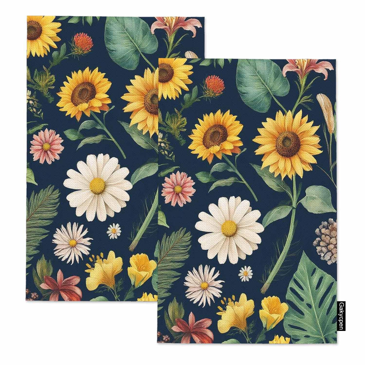 Floral Kitchen Towels Set of 2 Vintage Boho Botanical Dish Towels Absorbent Soft Hand Tea Bar Towels for Farmhouse Home Decor 16"X24" (Floral-9)