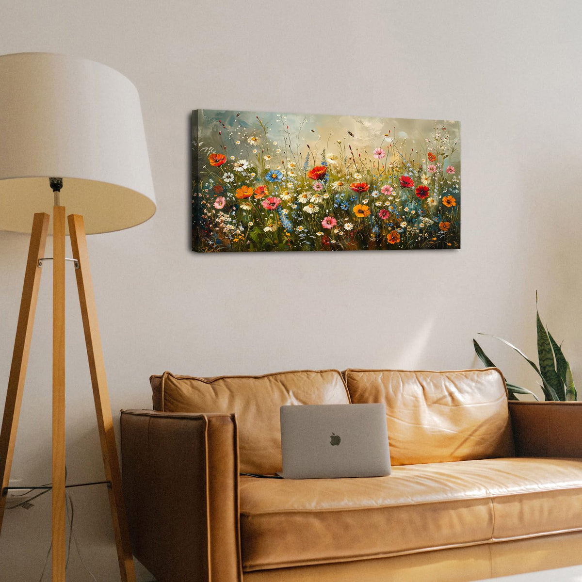 Colorful Wildflower Wall Art Farmhouse Flower Picture Wall Decor for Living Room Rustic Daisy Poppy Posters Watercolor Nature Botanical Prints Floral Meadow Artwork Bedroom Bathroom Decoration 20x40" (40"L x 20"W / Wildflowers)