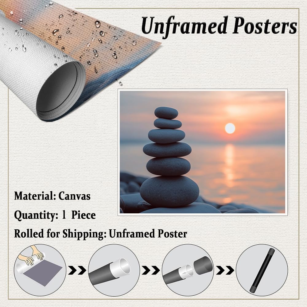 Tranquil Zen Rock Stack Wall Art (Unframed-3 / 16"L x 20"W)