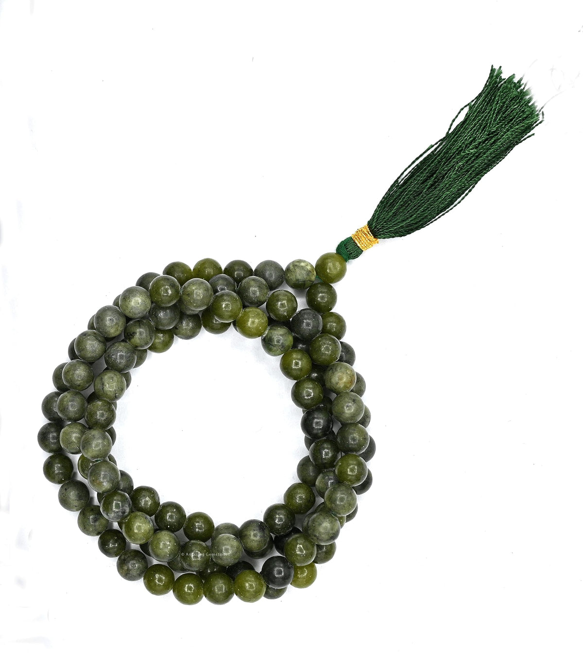 Green Jade Mala Beads (Green Jade / Plain)