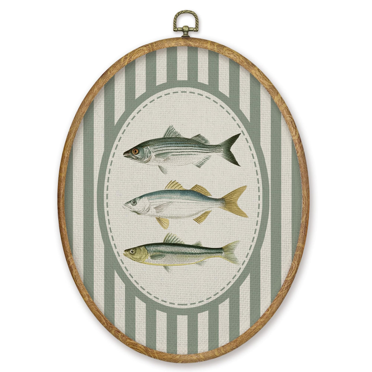 Vintage Coastal Beach Fish Oval Wall Art Decor (Color039)