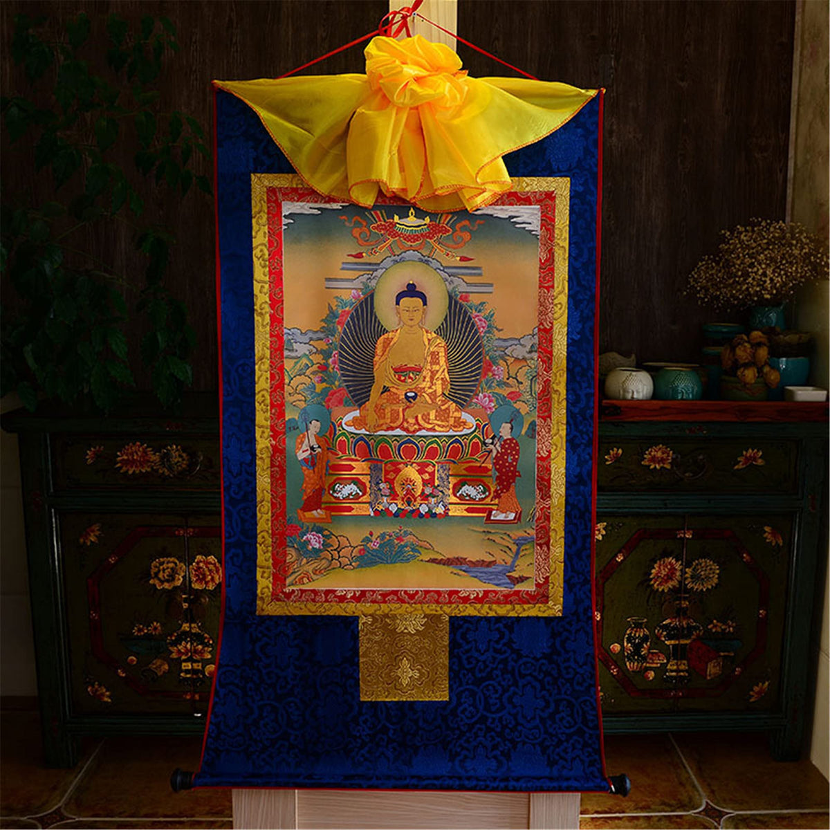 Shakyamuni Thangka Tibetan Thangka Art (Shakyamuni / 33.5"L x 24.8"W)