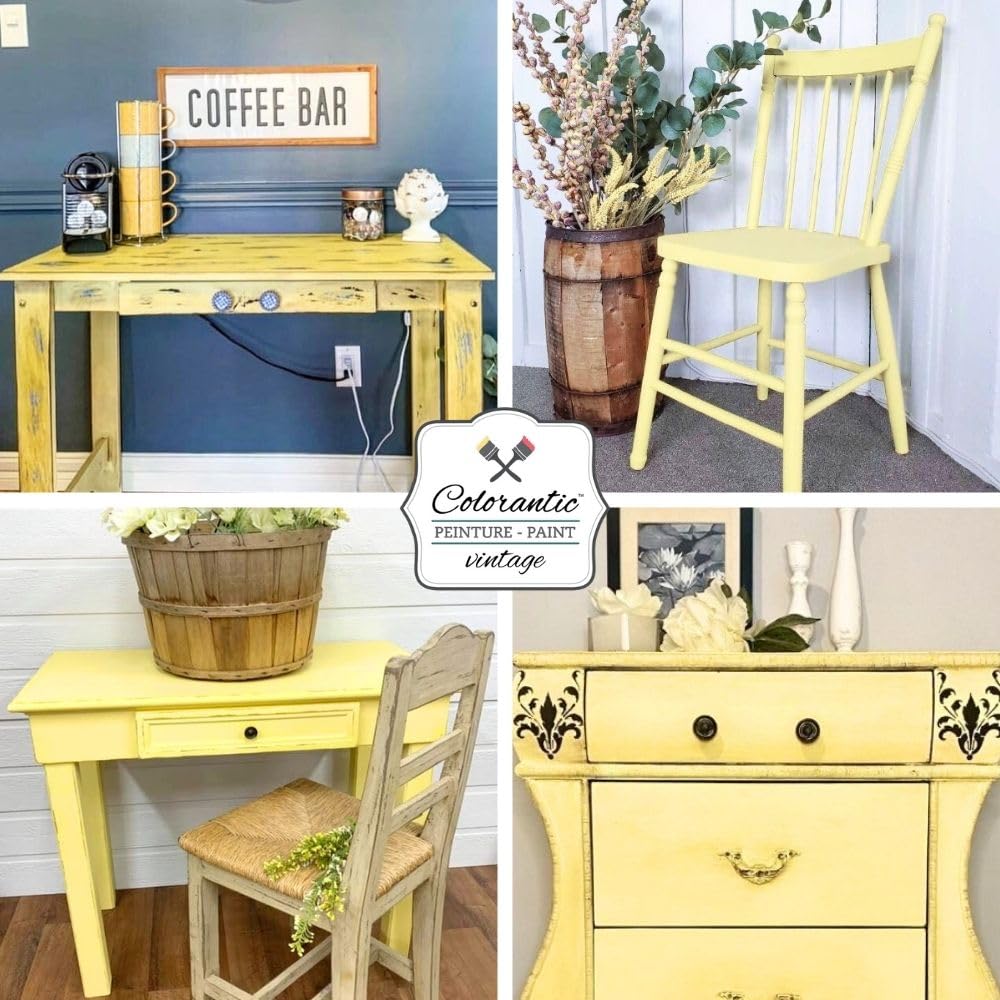 Vintage Chalk Based Paint for DIY Furniture and Home Decor Craft Art (Lemon Pie / 32 Fl Oz (Pack of 1))