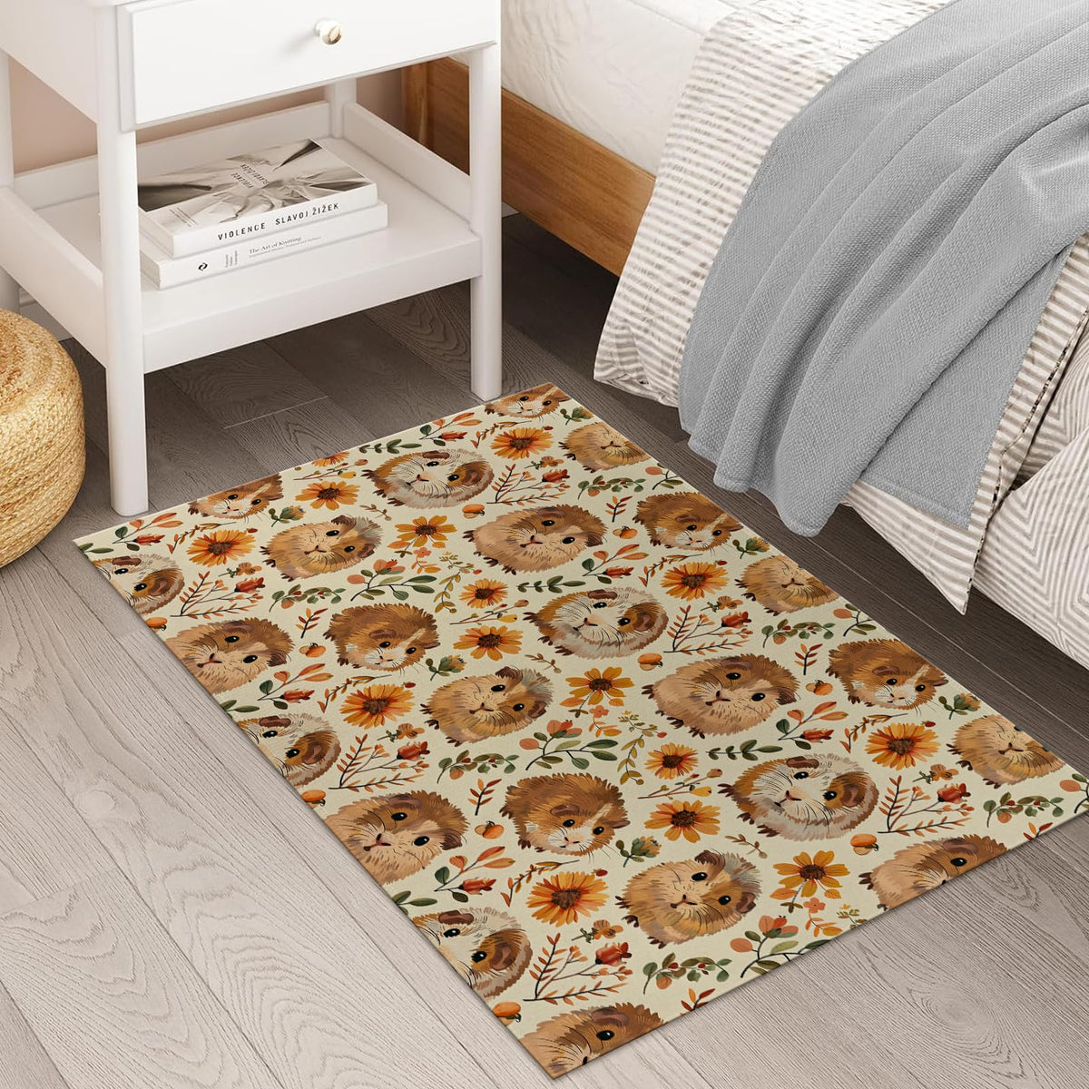 Cute Guinea Pig Floral Doormat Rug for Entryway (Cute Guinea Pig Floral)