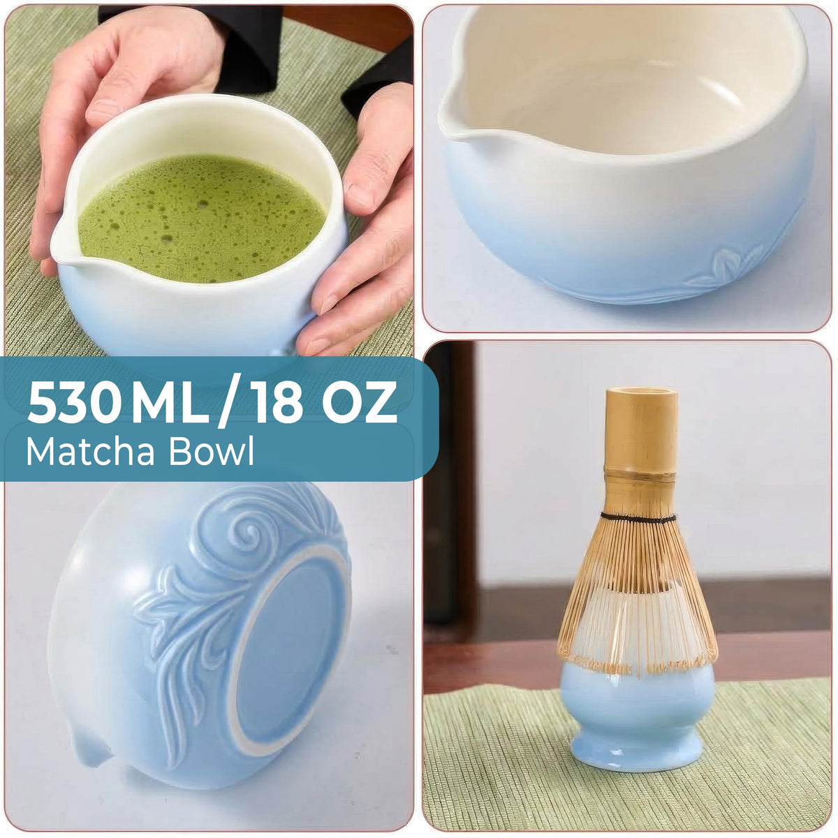 18 OZ Matcha Whisk Set (Blue)