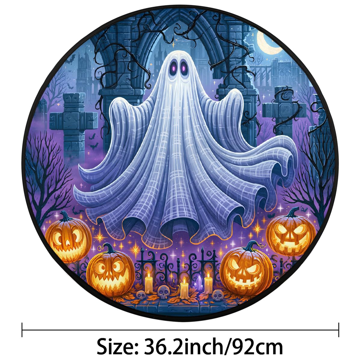 3 Ft Ghost Round Rug Circle Area Rugs Circular Door Mat for Indoor (B:c-23 / 3' (Round))