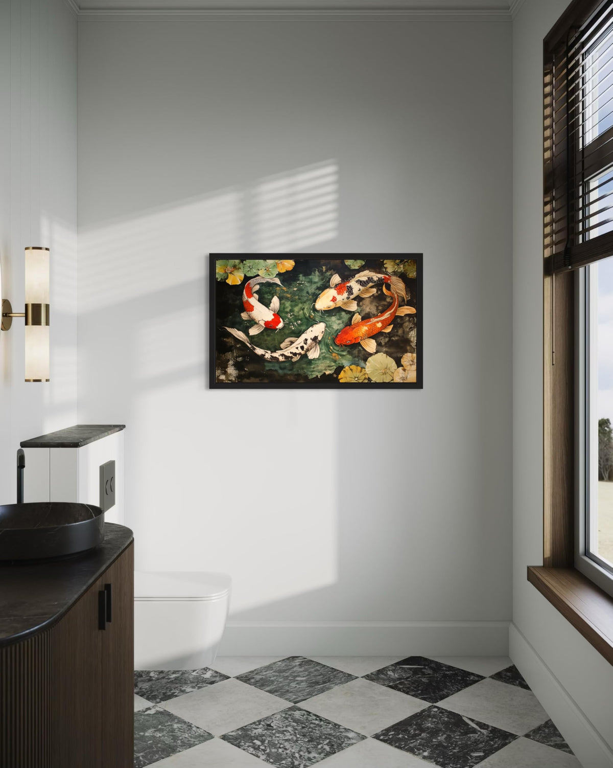 Koi Pond Unframed Wall Art Print Poster (Koi Pond / 20"L x 16"W)