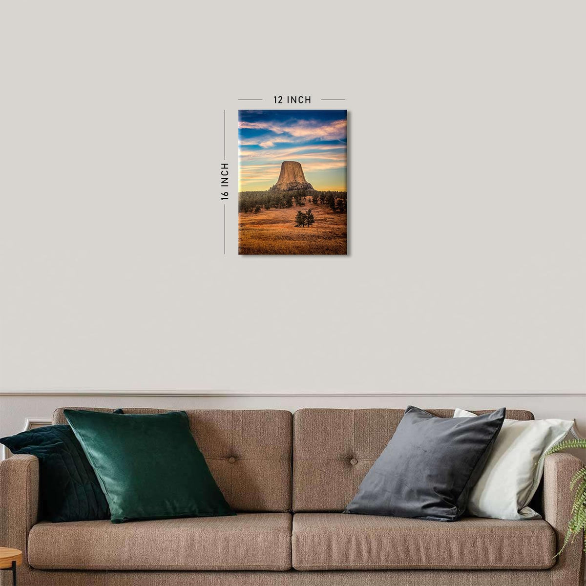 Sunset Mountain Canvas Wall Art Nature Devils Tower Landscape Wall Decor Wyoming National Park Posters National Monument Scenic Photo Prints Artwork for Living Room Bedroom Home Decoration 12x16" (16"L x 12"W / Devils Tower)