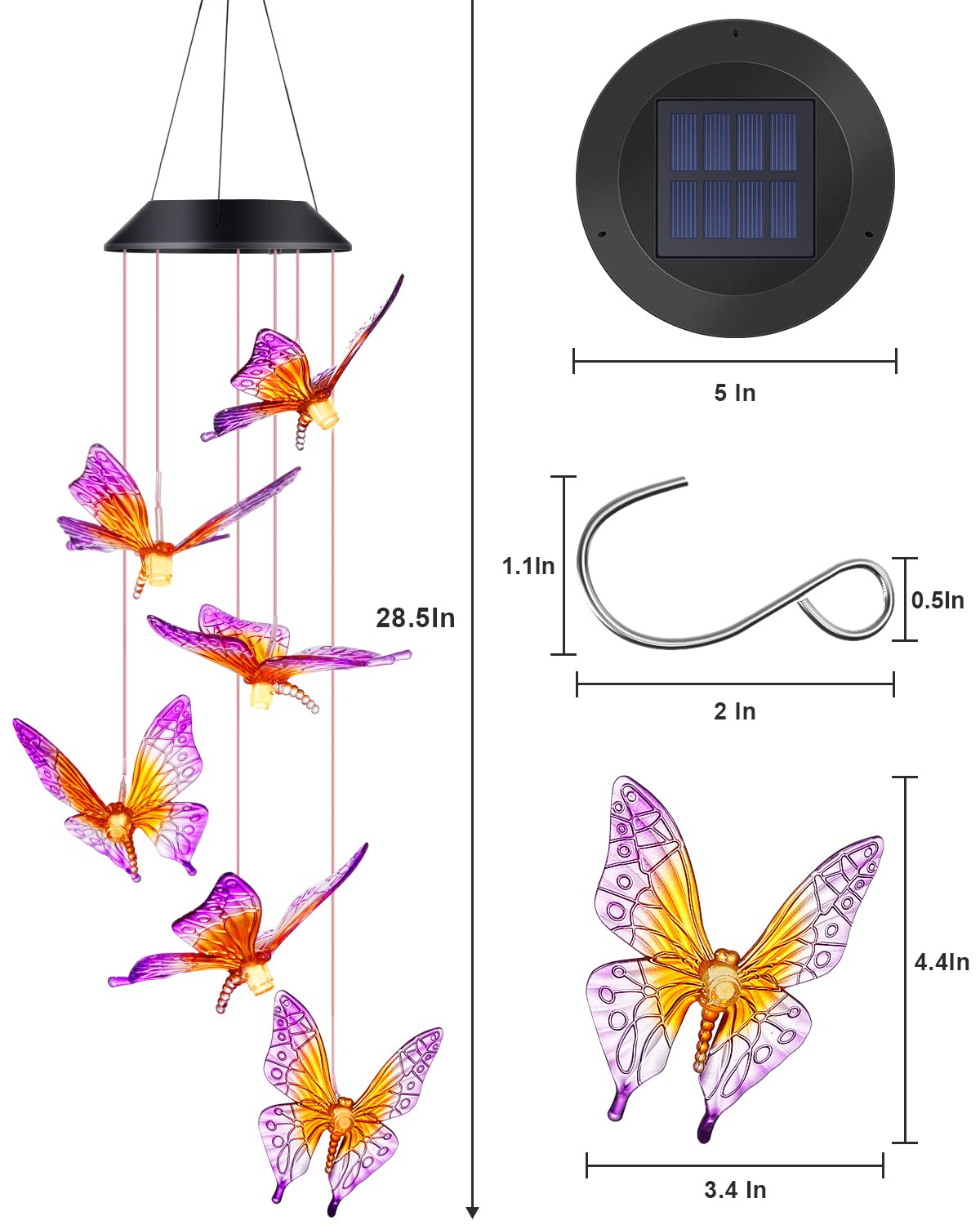Butterfly Wind Chimes (Purple Butterfly (No Tube))