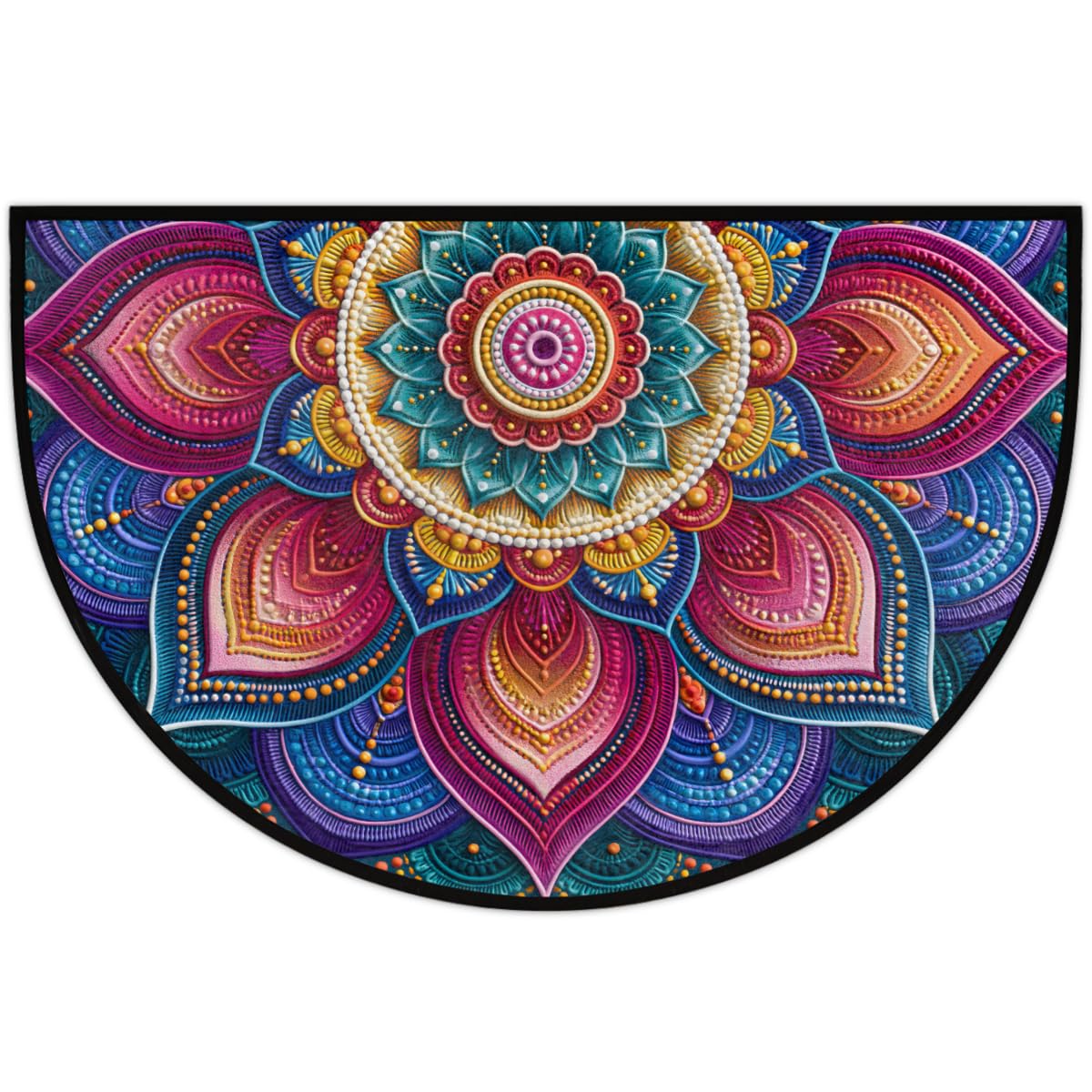 Flower Half Round Rug Half Moon Door Mat Half Circle Rugs (B:d-color 1)
