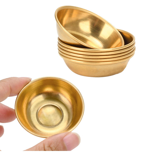 Tiny Brass Bowls for Buddhist Water Offering Bowls (Gold)