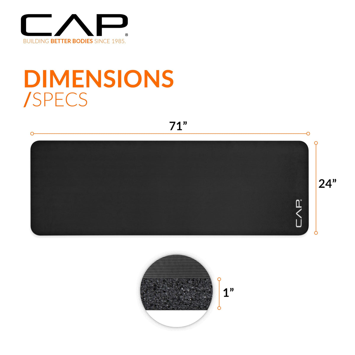 1" Extra Thick Yoga Mat (Black)