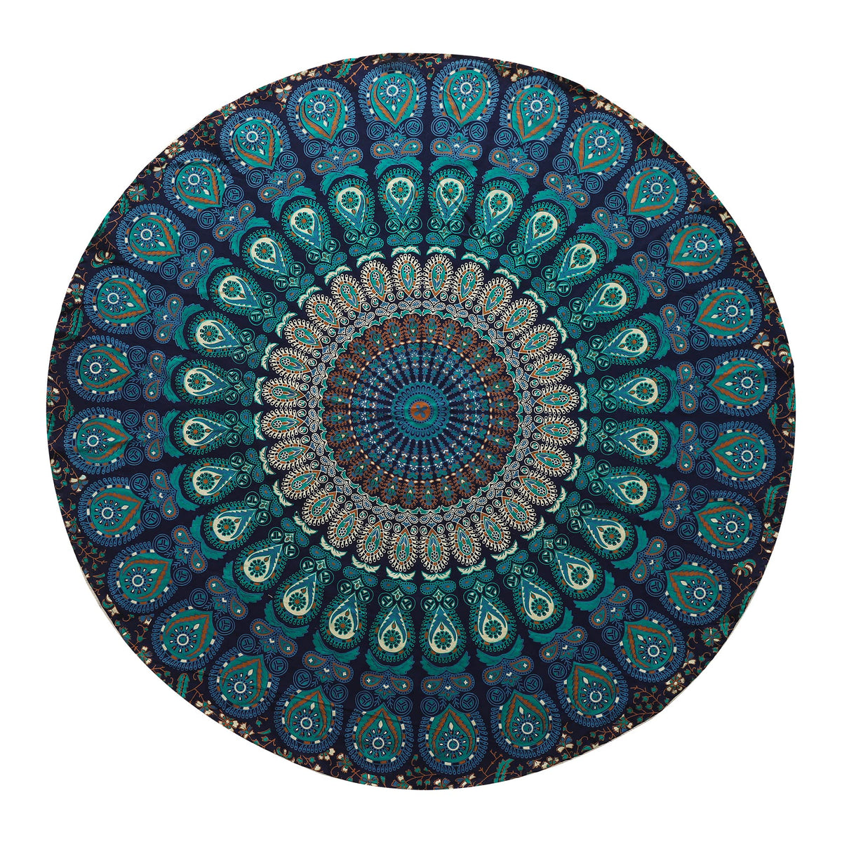 Round Tapestry Wall Hanging Ombre Hippie Mandala Bohemian Hippy Intricate Indian Tapestries Tablecloth 50 Inches (Neavy Blue / 50"L x 50"W)