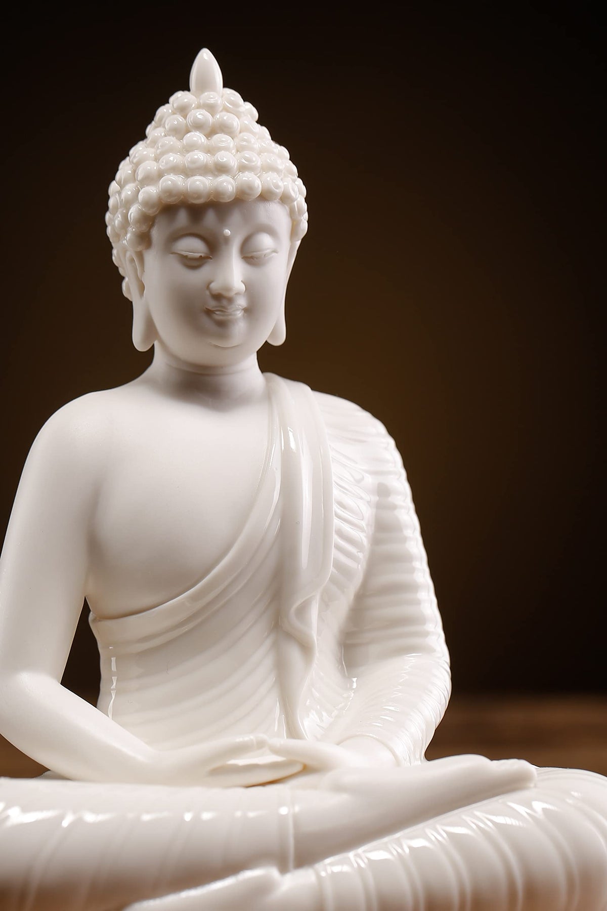 6 inch Small White Buddha Statue for Home Decor (White)
