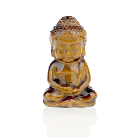 2inches Pocket Stone Baby Buddha Crystal Statue Home Decoration Zen Garden Spiritual Feng Shui Figurine (Yellow Tiger Eye)