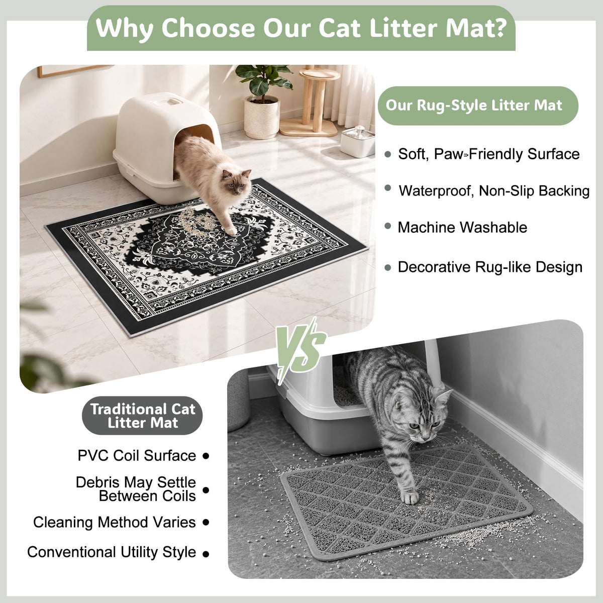 Cat Litter Mat (Black / L(33x22in))
