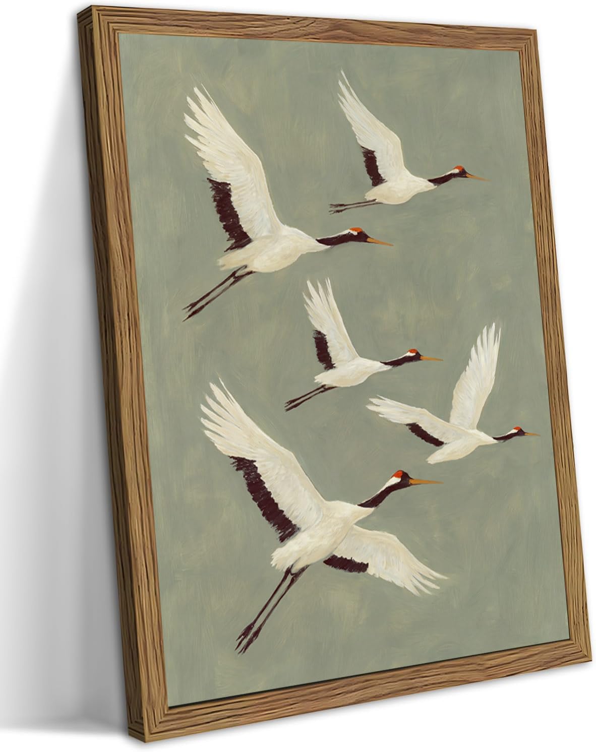 Framed Crane Bird Wall Art (Crowned Crane / 16"L x 24"W)