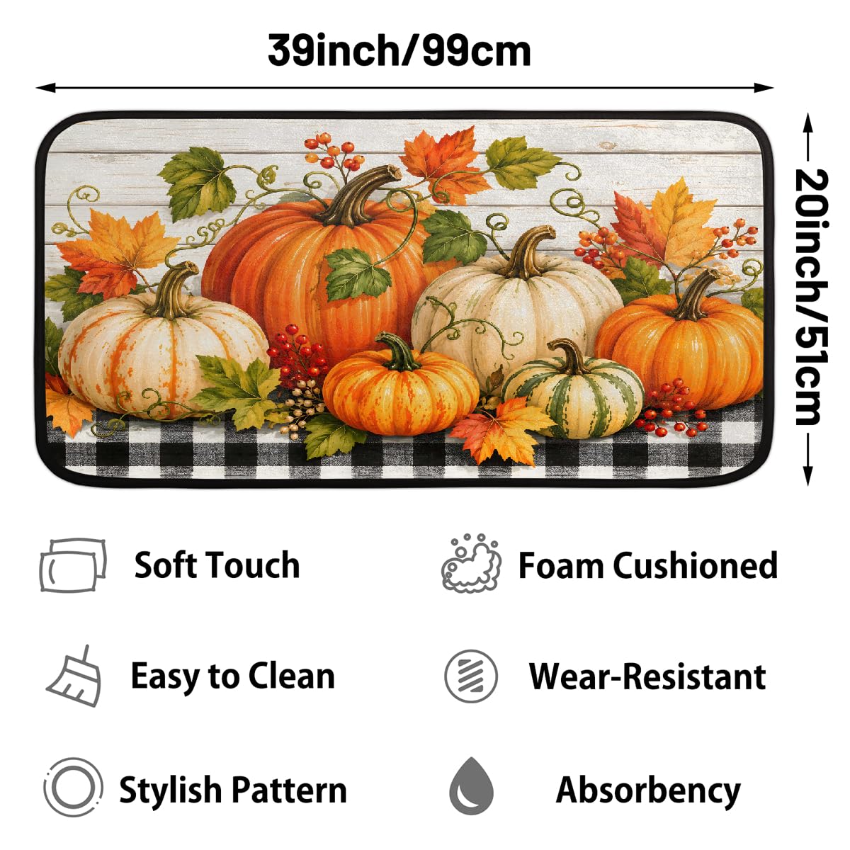 Pumpkin Kitchen Rug Non (B:b-12)