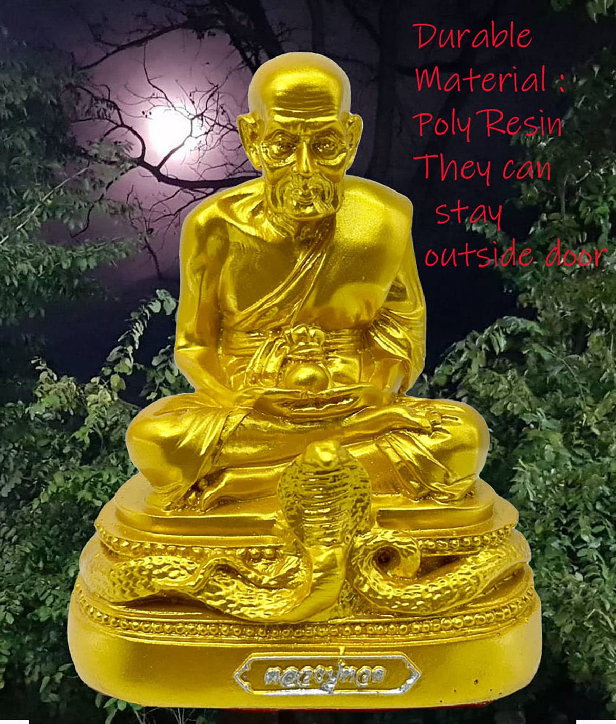 Luang Pu Thuad Buddha Statue Gold Buddha Statue 5" H. Thai Buddhist Saint Thai Buddha Statue Room Decor Home Decor Small Gift Office Gift (Mable White)
