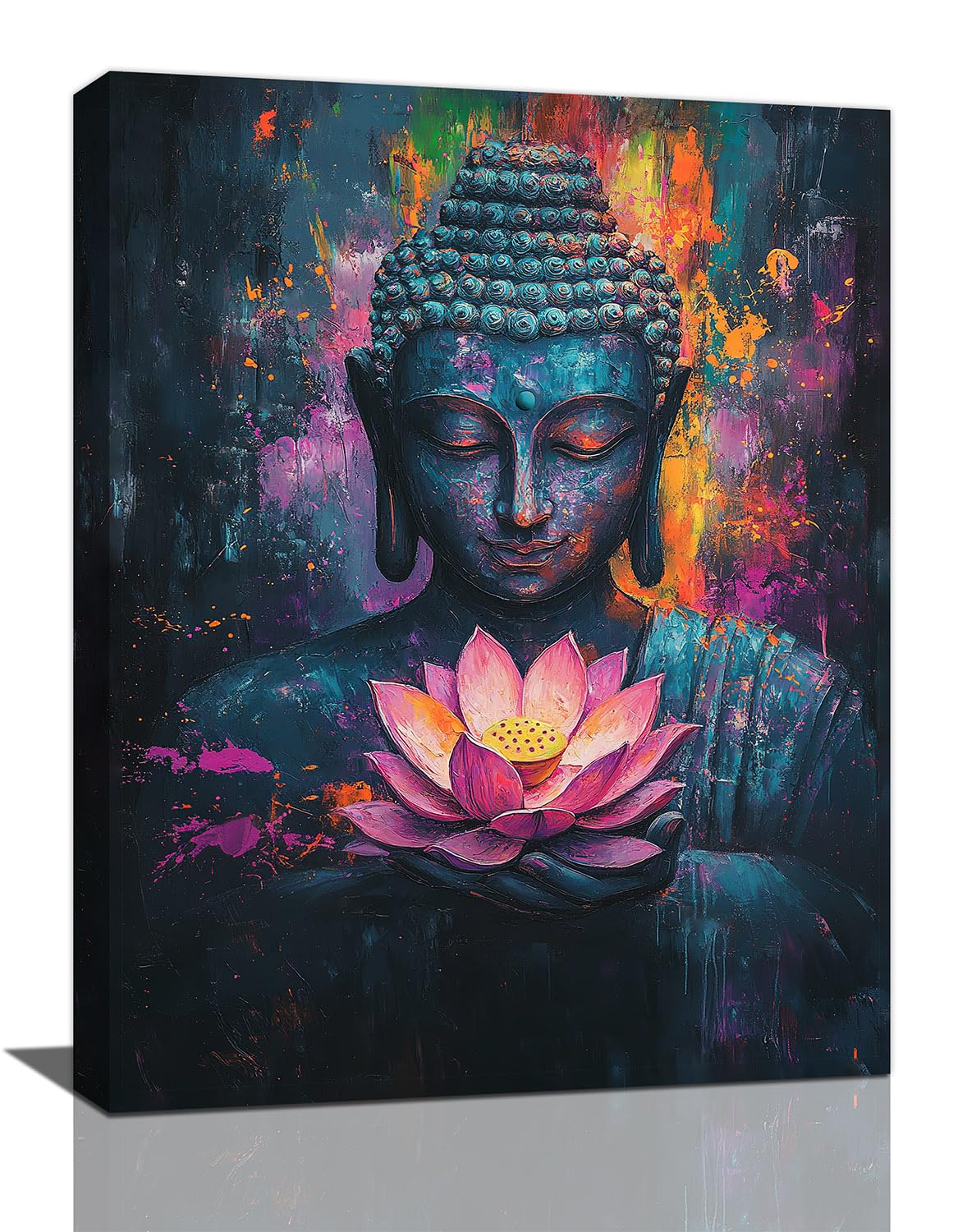 Zen Wall Art Buddha Pictures Wall Decor (Buddha Lotus / 12L" x 16W")