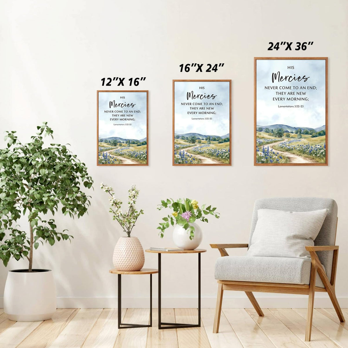 Framed Christian Bible Verse Wall Art (Scripture a / 24"L x 36"W)
