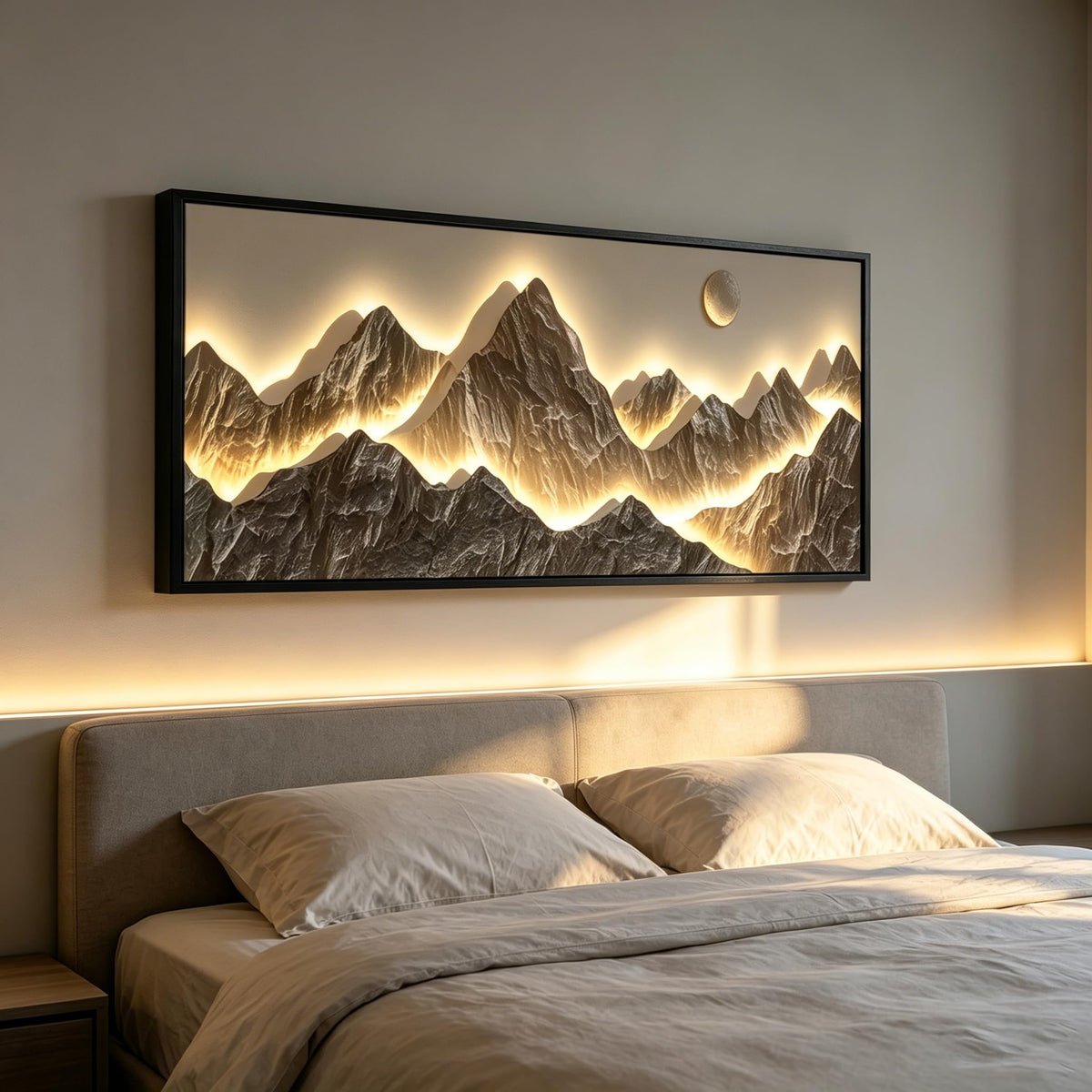 Large Framed Modern Mountain Wall Art Abstract Landscape Canvas Wall Decor (Mountain / 40"L x 20"W)
