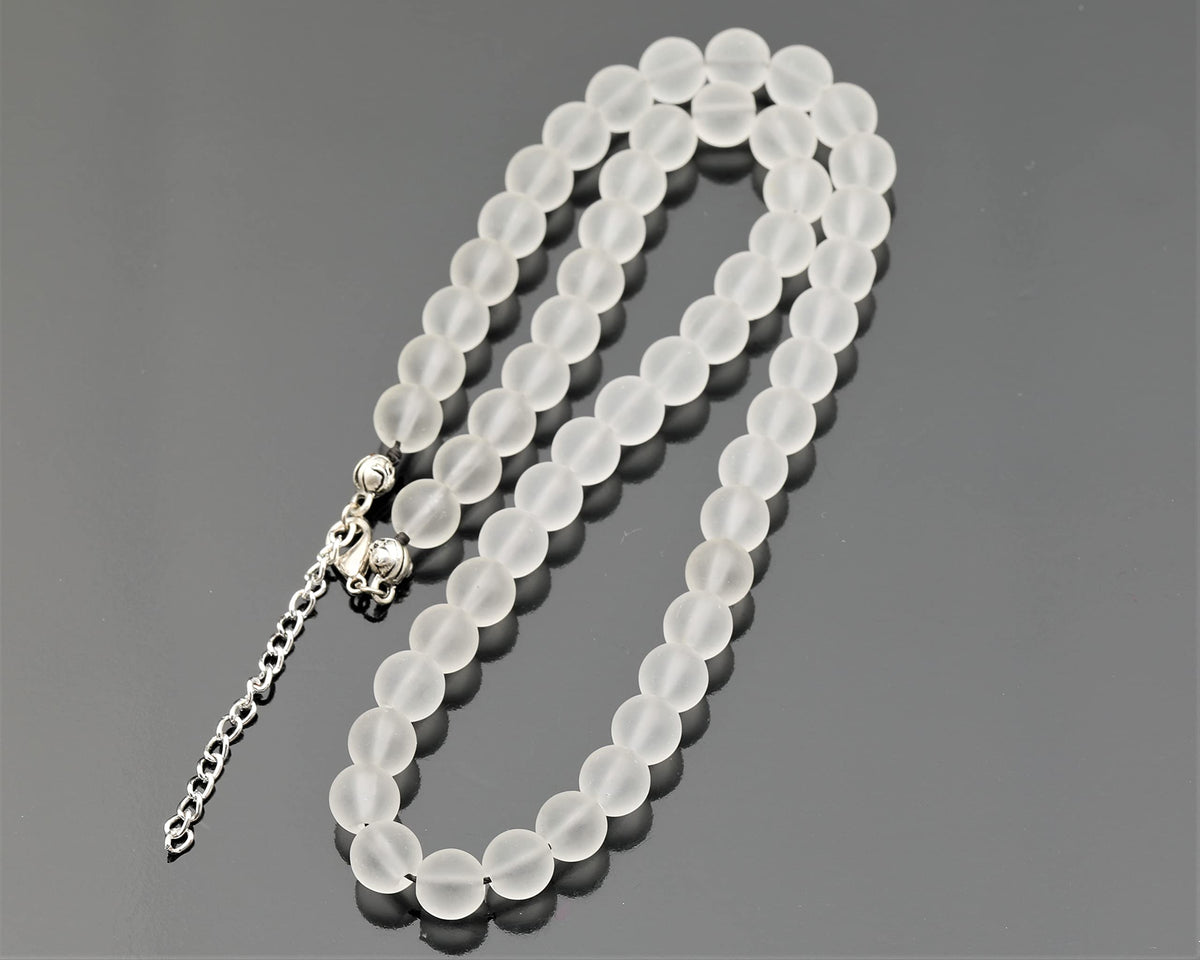 Natural Matte Quartz Beaded Choker Necklace (Matte Quartz / 28 Inches)