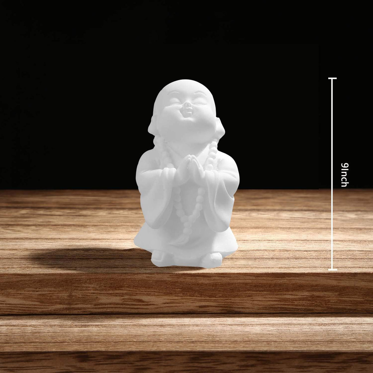 Buddha Statue Minimalist Sandstone Buda Ornament Monk Figurine Zen Decor Bring Home a Ray of Sunshine 9Inch (White / 9Inch)