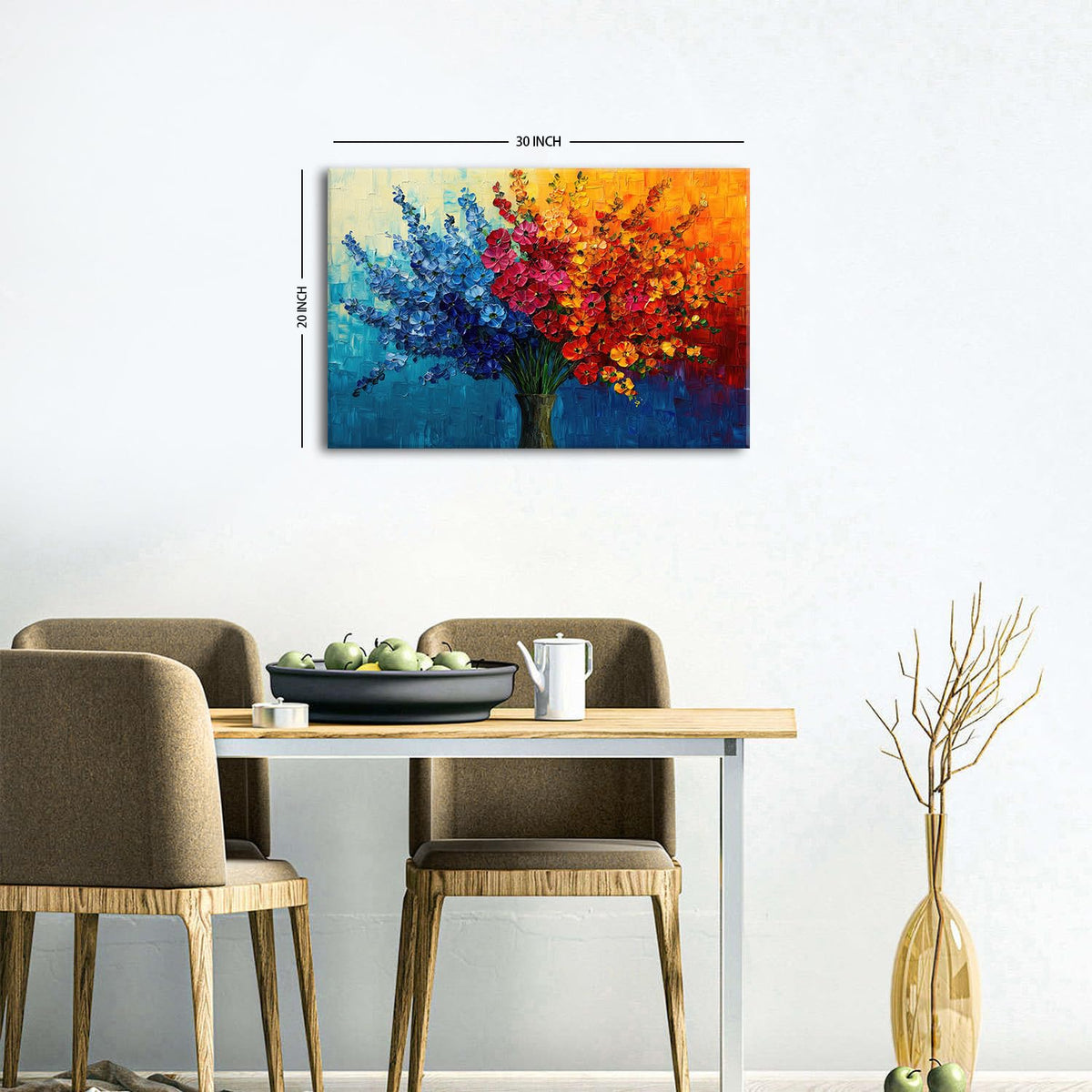Colorful Floral Canvas Wall Art framed Abstract Flower Picture Aesthetic Botanical Theme Wildflower Wall Decor Daisy Painting for Living Room Bathroom Dining Room Home Decoration Modern Artwork 20x30” (30"L x 20"W / Abstract Bouquet)