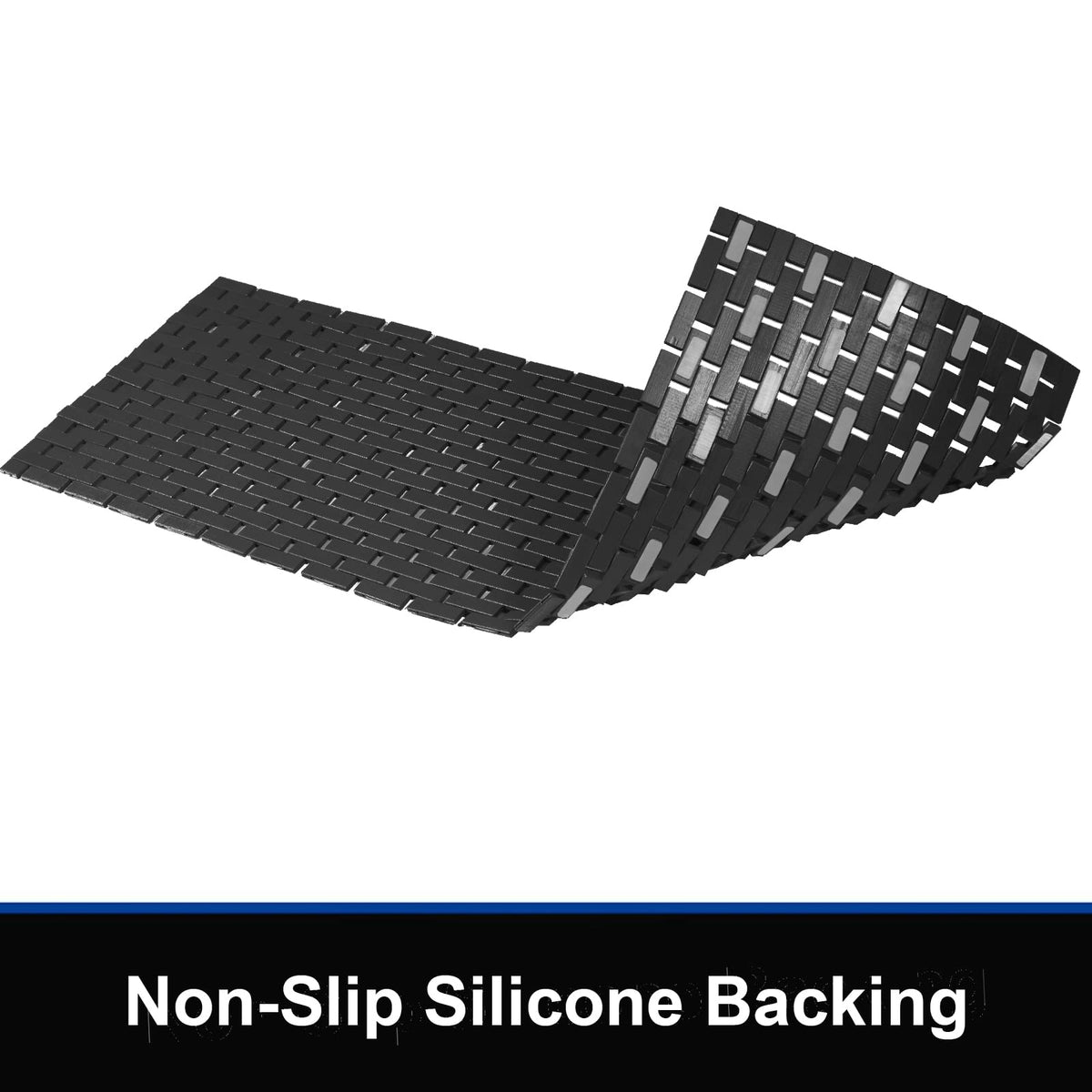 Bambo Bath Mat Bathroom Runner Long Large Rugs Floor Wood Shower Bathtub Waterproof Non Slip Accessories 16x48 Inch Easy to Clean (Black / 16x48 Inch-1 pc)