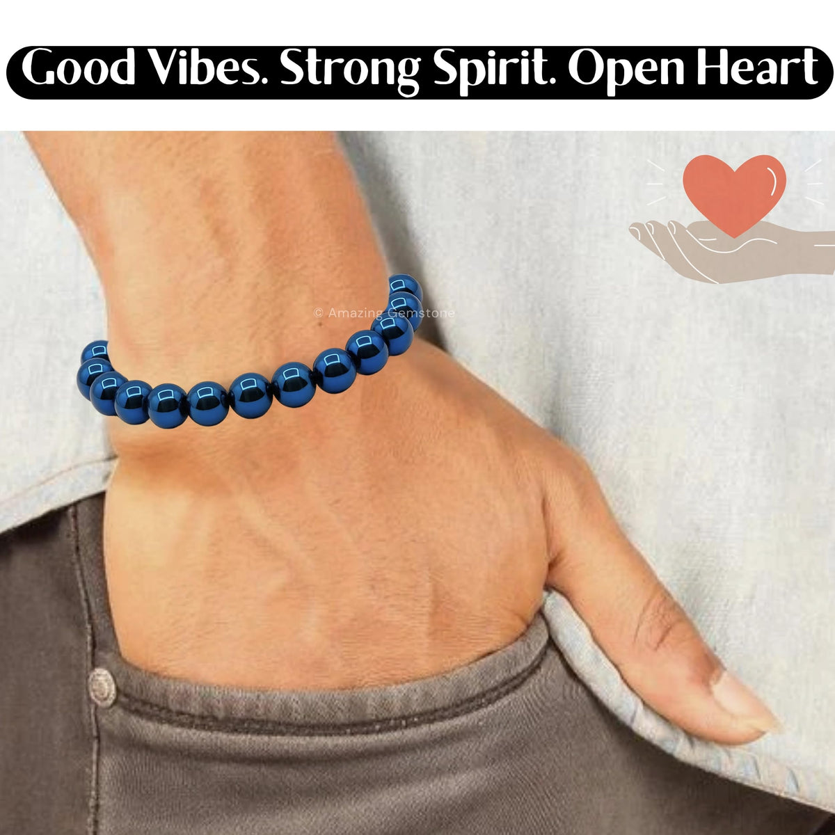 Blue Hematite Bracelet for Women Men's Gifts (Blue Hematite)