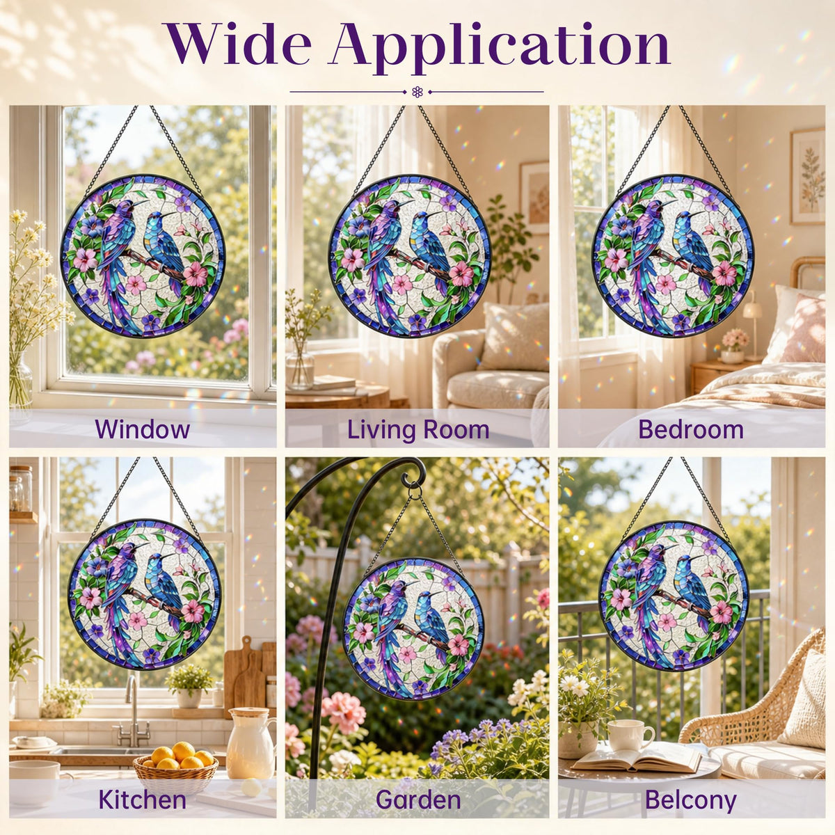 Hummingbird Stained Glass Window Hanging (Hummingbirdsuncatcher07)