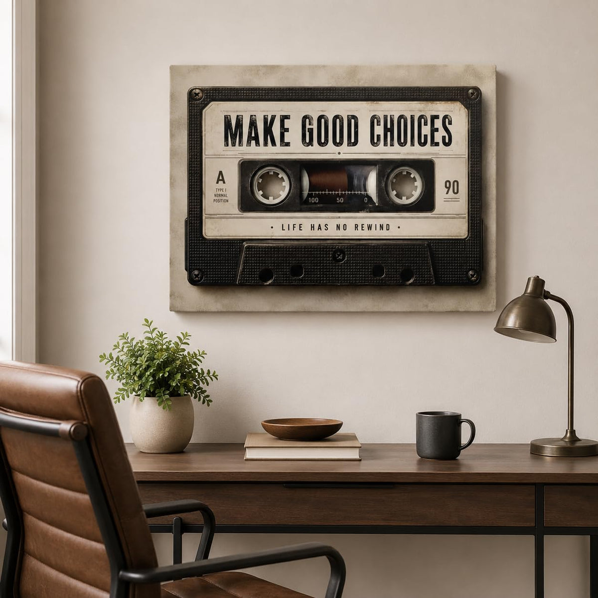 Vintage Cassette Framed Canvas Wall Art Retro Music Room Decor 12x16 Inches (Vintage Cassette / 16"L x 12"W)