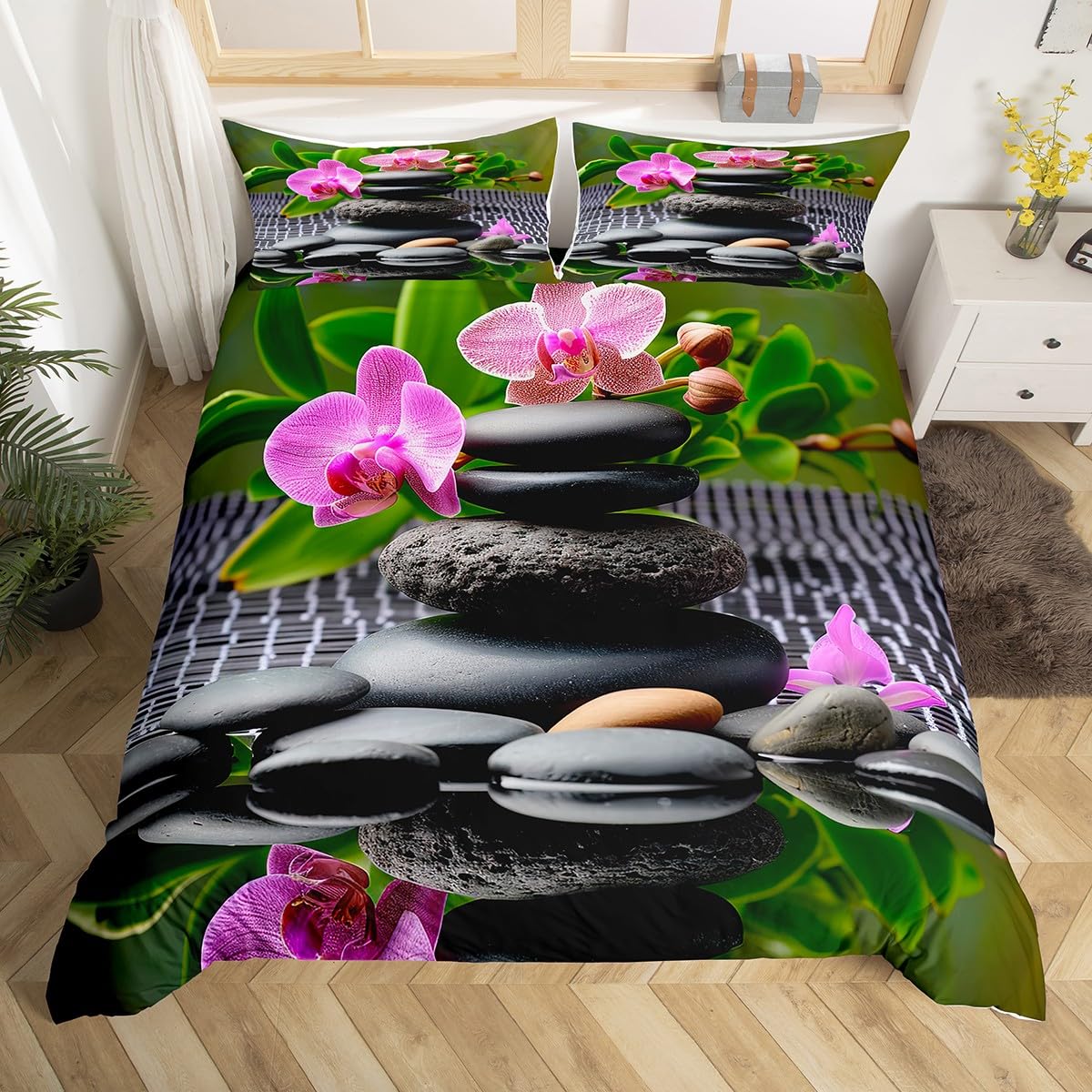 Zen Stones Bedding Set Twin Size for Kids Boys Bedroom (Cyj12008tj / Twin 68"x90")