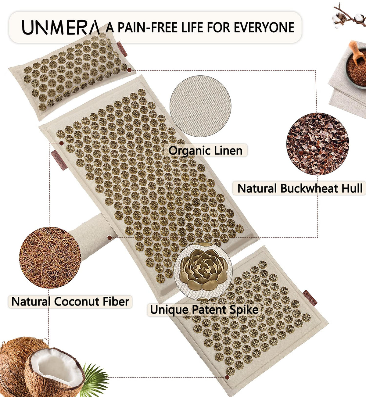 Acupressure Mat and Pillow Set (Linen Original)