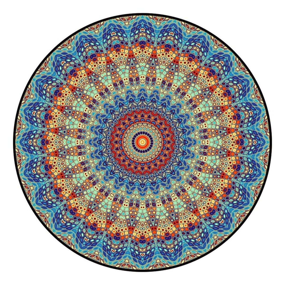 Round Area Rugs 5 FT Washable Non Slip Circle Rug (Mandala Boho / 5' (Round))