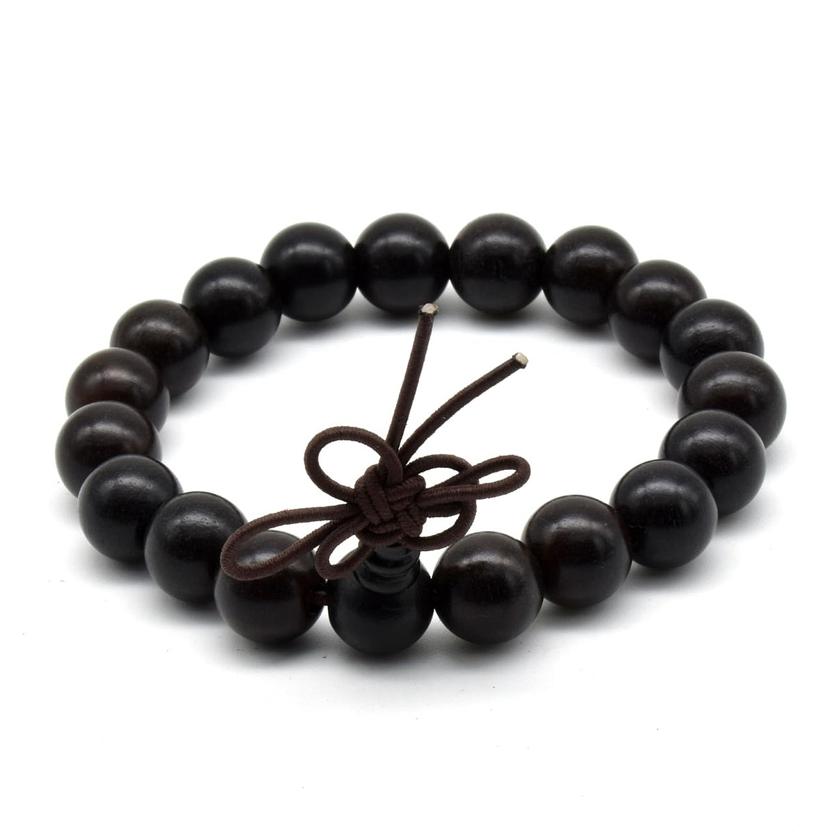 Unisex Natural Ebony Wood Buddhist Prayer Bead Necklace Bracelet Tibetan Prayer Mala Beaded Black (10mm 19beads)