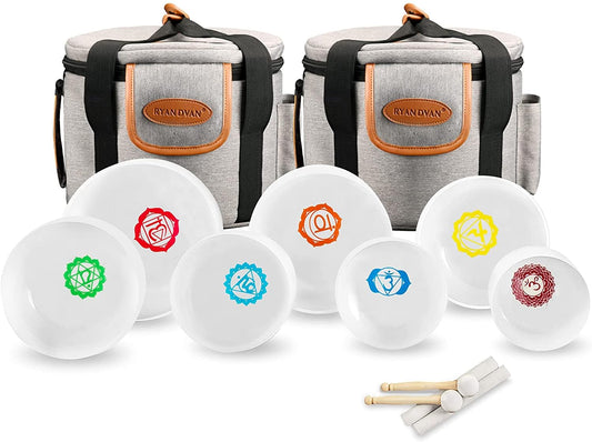 432Hz 7 12 Inch 7 Chakra Design Crystal Singing Bowl Set of 7 (7-12 Inch 432Hz / Chakra Design)