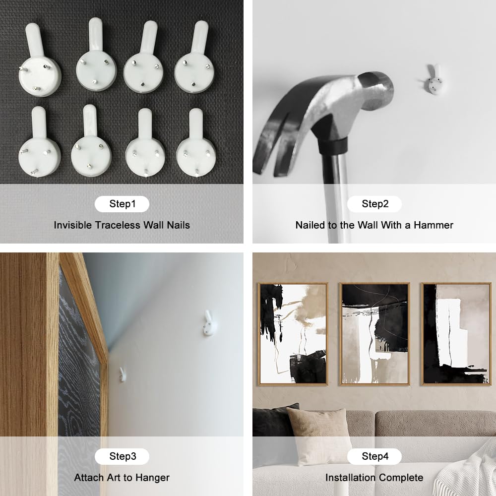 Abstract Black White Brown Framed Canvas Wall Art Set (Black and Brown Wall Art / 16"L x 24"W)