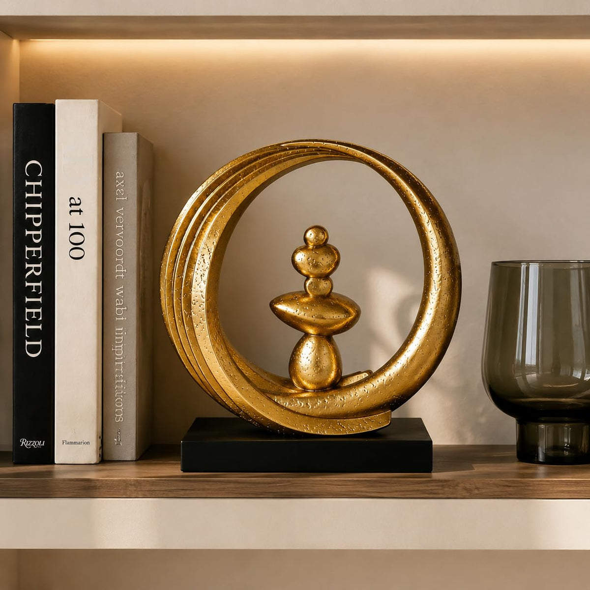 Gold Sculptures Decor for Modern Home Shelves Fireplace Mantel (Whole Gold)