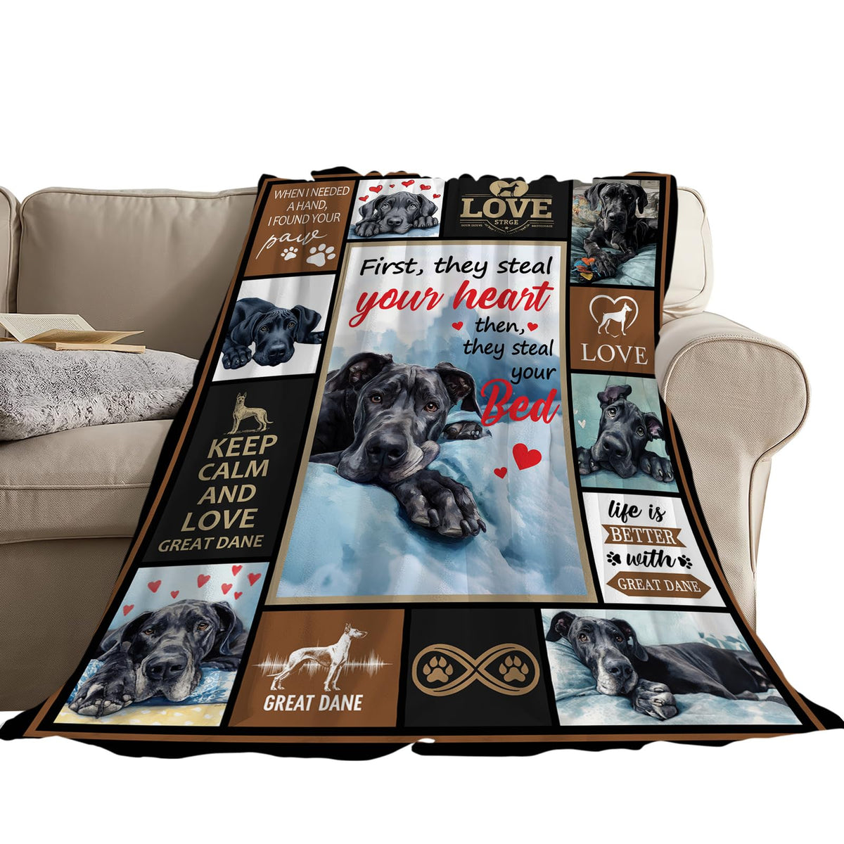 Great Dane Dog Throw Blanket (60"x80" / Dane Dog)