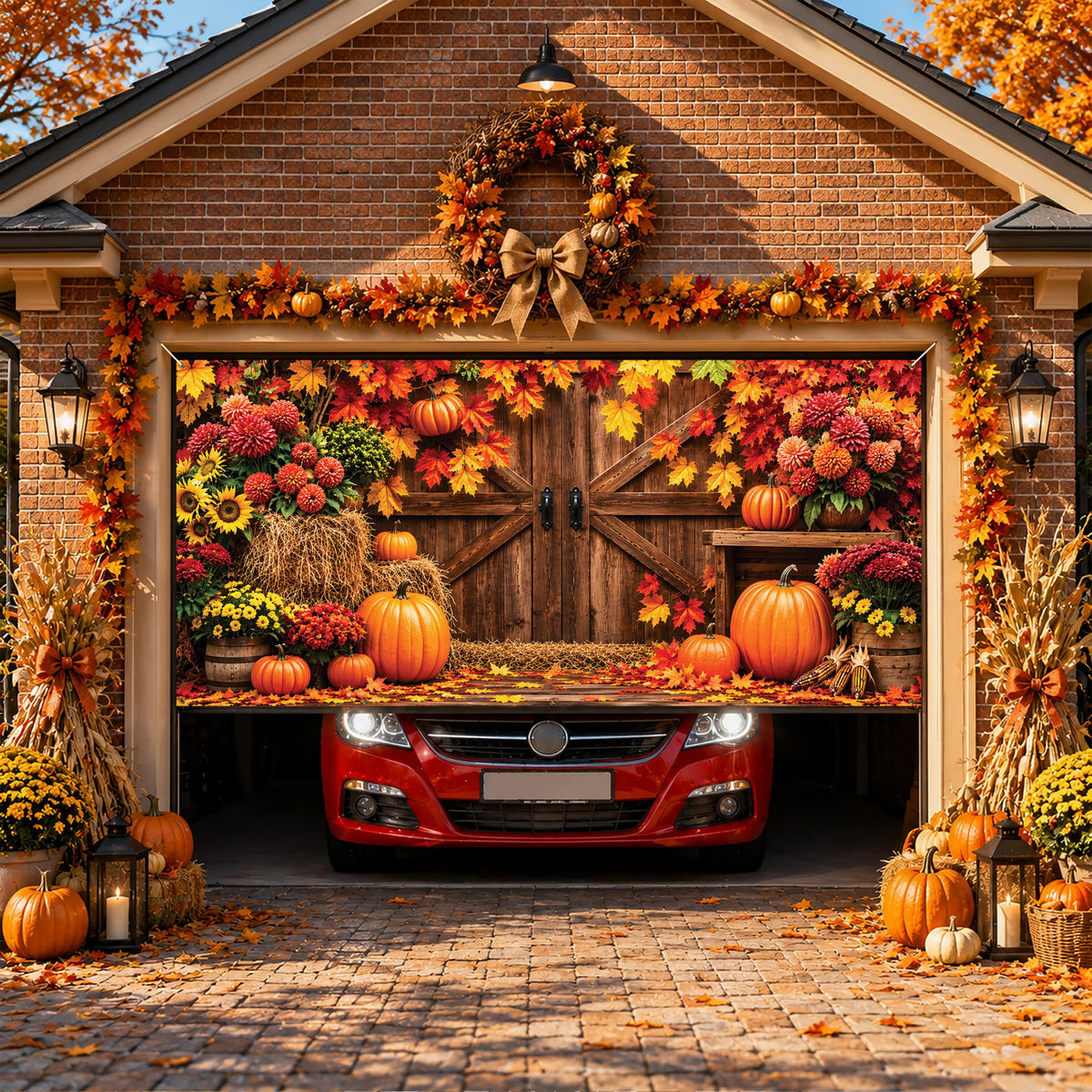 Thanksgiving Garage Door Banner Barn Door 6x13FT Fall Harvest Backdrop (Fall)